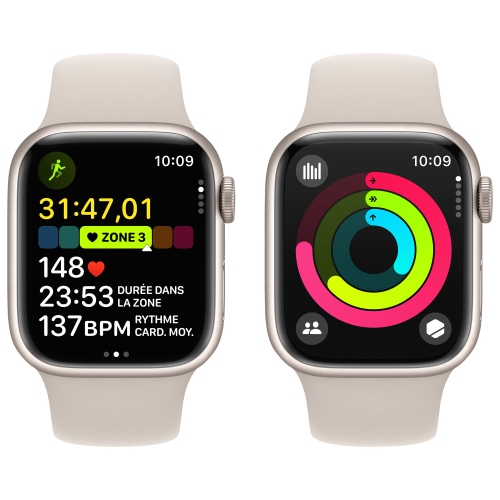 Apple Watch Series 9 (GPS) 41mm Starlight Aluminum Case with Starlight Sport Band - Small / Medium by APPLE - Refurbished condition - Image 7