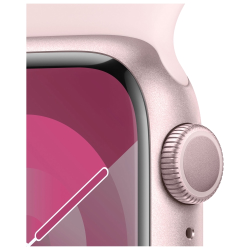 Remis à neuf - Apple Watch Series 9 (GPS) avec boîtier en aluminium rose et bracelet sport rose 41 mm - petit/moyen
