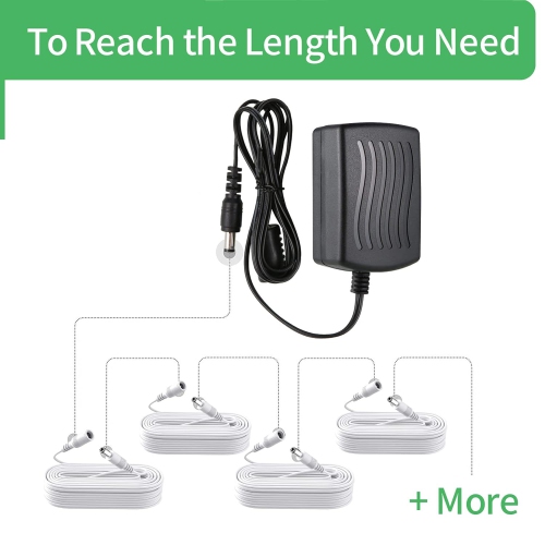 DC 12V Power Extension Cable for CCTV Security Camera DVR Standalone, 33FT(10m) DC Extension Cord 5.5mm x