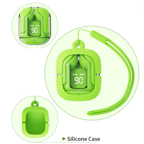 TUTT T6 BT 5,3 Écouteurs boutons 100 % sans fil écouteurs stéréo intra-auriculaires, affichage numérique et étui transparent. Deux microphones avec