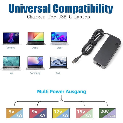 65W 45W for Lenovo USB C Charger AC Power Cord Laptop Adapter for Lenovo 500e C330 S330 N23 ThinkPad P51S T480 T480s