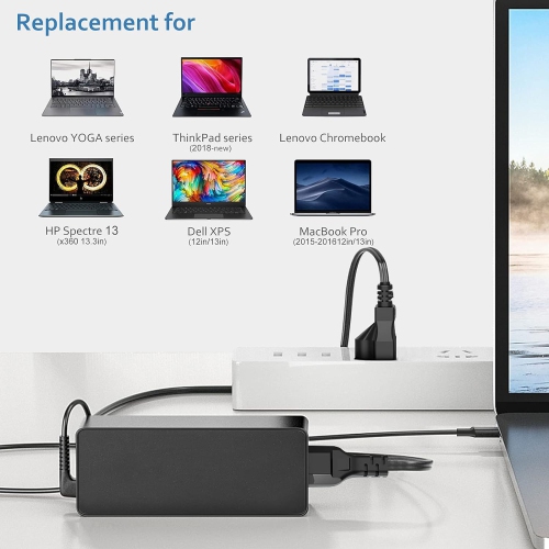 USB C Laptop Charger 65W 45W for Lenovo ThinkPad T470 T480 T480s T490 ThinkPad E15 Gen 4 T14 Gen 3 ThinkPad X1 Yoga 5th