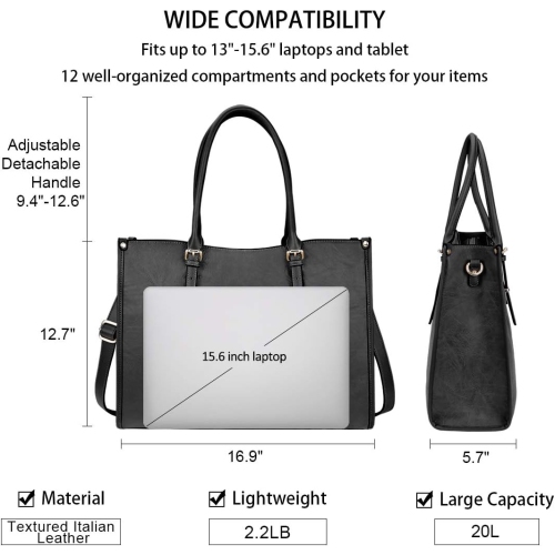 Laptop Bags for Women Waterproof Lightweight 15.6 Inch Leather