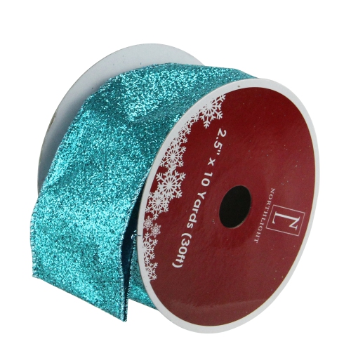 Pack of 12 Shimmering Teal Green Solid Wired Christmas Craft Ribbon - 2.5" x 120 Yards
