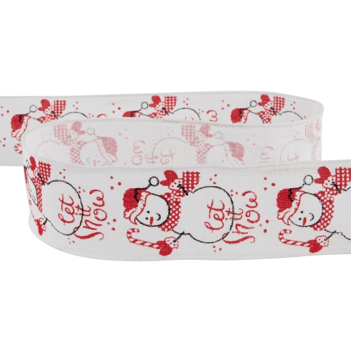 Snowman "Let It Snow" Wired Craft Christmas Ribbon 2.5" x 10 Yards