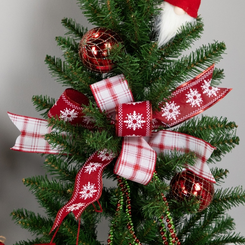 Red and White Snowflake Wired Craft Christmas Ribbon 2.5" x 10 Yards