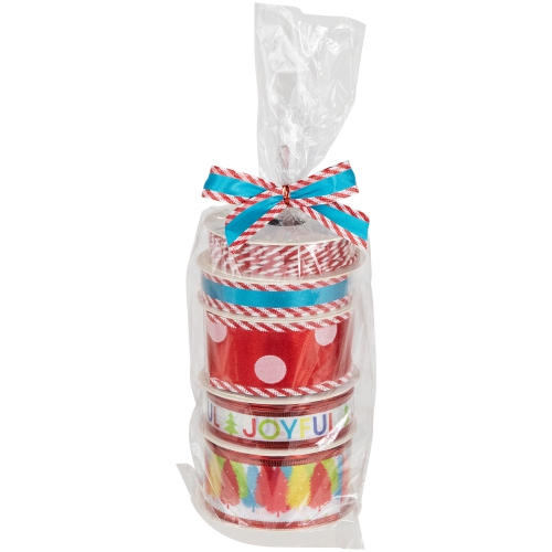 NORTHLIGHT  Set Of 5 Polka Dots Matching Themed Craft Christmas Ribbons 1.5" X 3 Yards