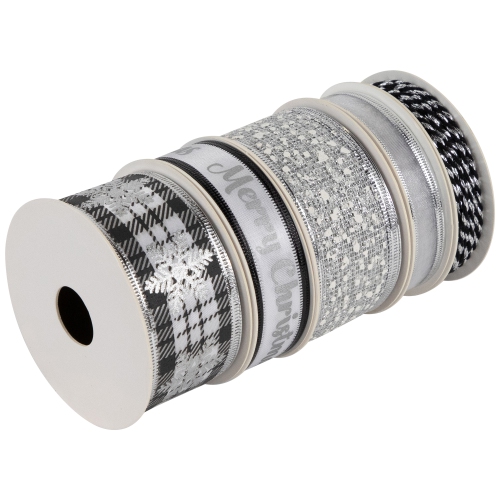 Set of 5 Merry Christmas Matching Themed Craft Ribbons 1.5" x 3 Yards