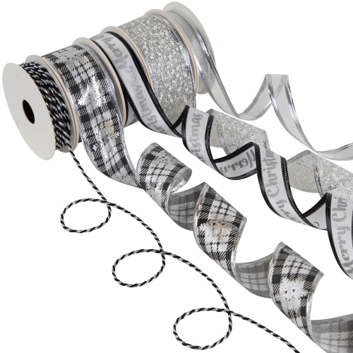 Set of 5 Merry Christmas Matching Themed Craft Ribbons 1.5" x 3 Yards