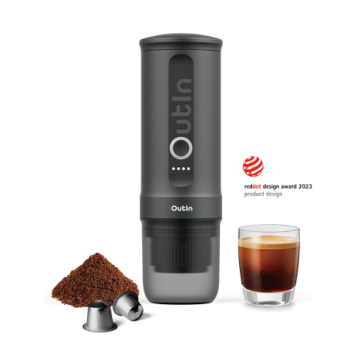 Machine à espresso électrique portative Nano d'Outin, 3 min chauffage rapide, mini petit format, cadeau de Noël, cafetière, capsule NS et café moulu
