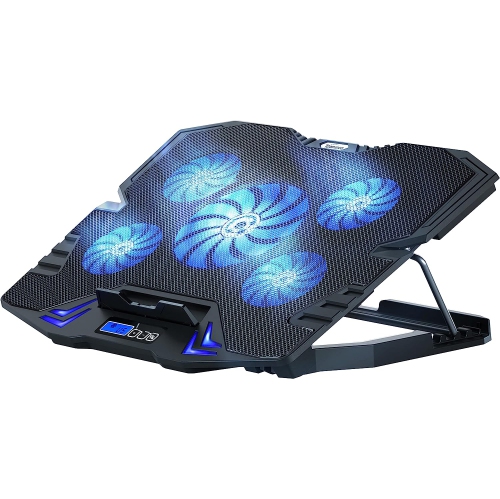 GENERIC  C5 Laptop Cooling Pad Gaming Notebook Cooler, Laptop Fan Cooling Stand Adjustable Height With 5 Quiet Fans In Blue