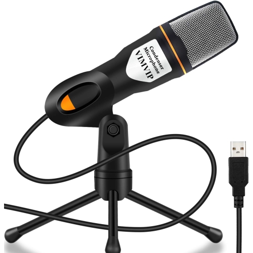 Microphone pour PC, microphone USB pour ordinateur avec support