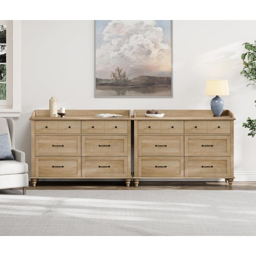 WAMPAT Dresser for Bedroom with 12 Drawers,Large Kids Dressers with Wide Chest of Drawer, for Living Room,Nursery, Hallway,Rustic Oak