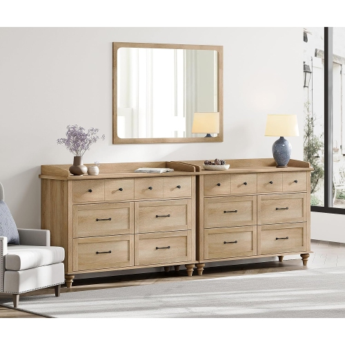 WAMPAT Dresser for Bedroom with 12 Drawers,Large Kids Dressers with Wide Chest of Drawer, for Living Room,Nursery, Hallway,Rustic Oak