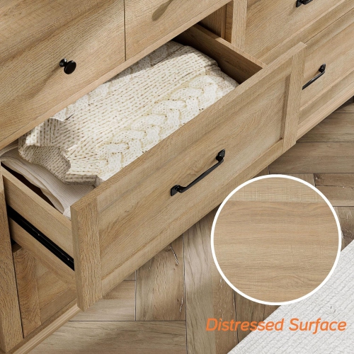 WAMPAT Dresser for Bedroom with 12 Drawers,Large Kids Dressers with Wide Chest of Drawer, for Living Room,Nursery, Hallway,Rustic Oak