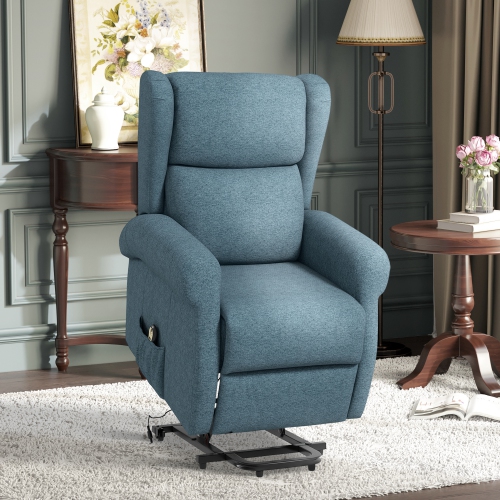 Fauteuil inclinable électrique pour personnes âgées de HOMCOM, fauteuil inclinable électrique en lin à dossier en confessionnal avec repose-pieds,