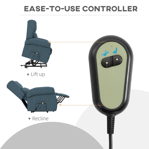 Fauteuil inclinable électrique pour personnes âgées de HOMCOM, fauteuil inclinable électrique en lin à dossier en confessionnal avec repose-pieds,