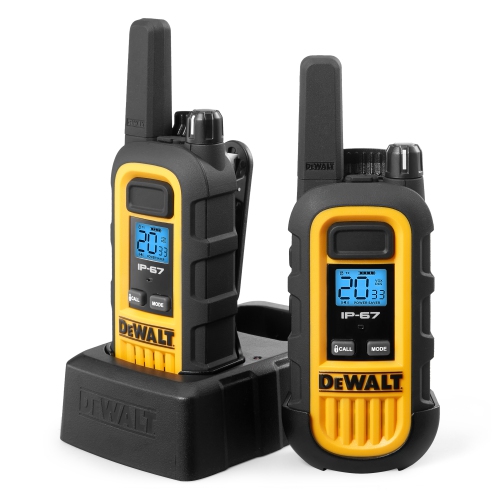 DEWALT  2 Dxfrs300 Walkie Talkies - 1 Watt, Heavy Duty, Waterproof, 22 Channels, Long Range & Rechargeable Two-Way Radio Set \w Vox, 2 Pack Of Radios