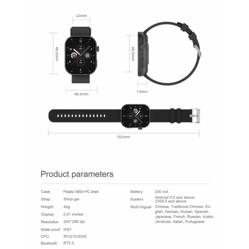 TUTT ZL8 Women Men 1.83" Fashion Smartwatch BT Calling Pedometer IP67 Waterproof Heart Rate and Sleep Monitoring Multi Sport Activity Tracking