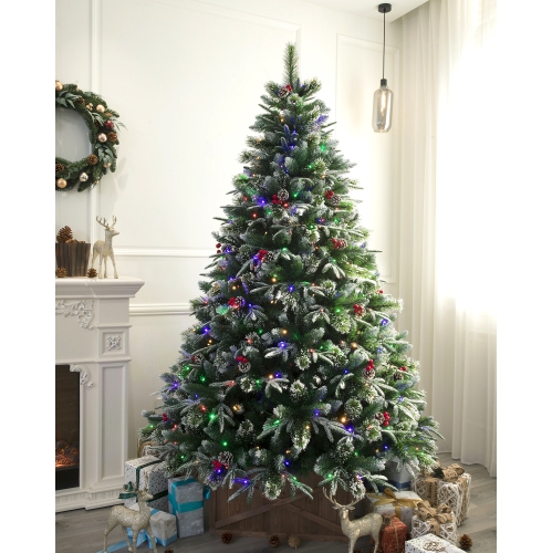Holiday Stuff 6' Super Dual Frosted Pine Christmas Tree Pre-lit with Color-changing LED lights