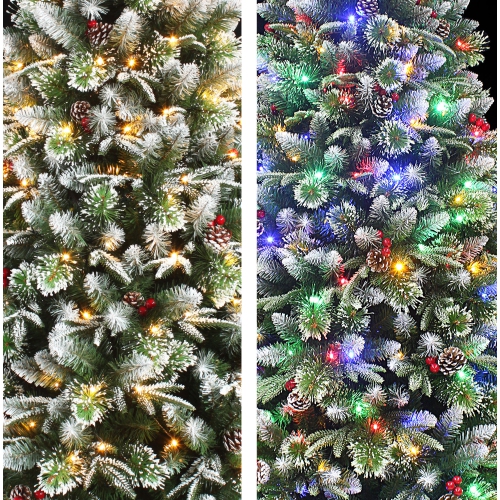 Holiday Stuff 6' Super Dual Frosted Pine Christmas Tree Pre-lit with Color-changing LED lights