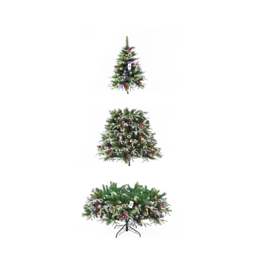 Holiday Stuff 7' Super Dual Frosted Pine Christmas Tree Pre-lit with Color-changing LED lights