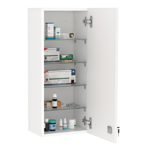 kleankin Steel Wall Mount Medicine Cabinet 3 Tier Emergency Box for  Bathroom Kitchen, Lockable with 2 Keys, White