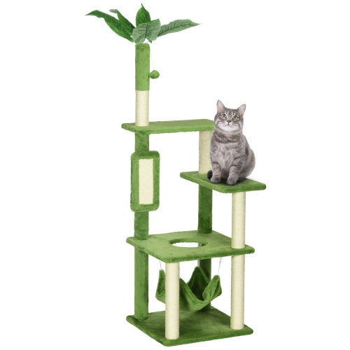 PAWHUT 56 Cat Tree for Large Cats Adult With Hammock Cat Tower With Scratching Post Platforms Play Ball And Anti Tipping Device for Indoor Cats