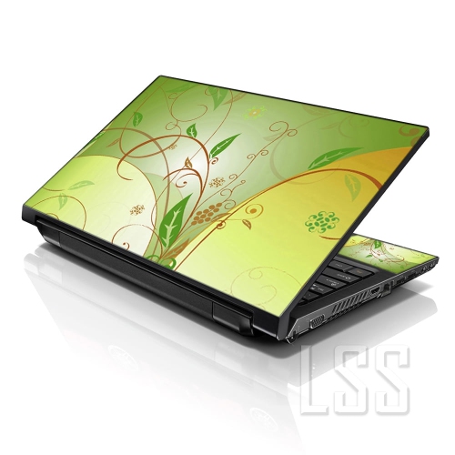 LSS  15 15.6 Inches Laptop Notebook Skin Sticker w 2 Wrist Pads - Reusable Cover Protector Vinyl Sticker Cover Decal Fits 13" - 16" - Floral Pattern