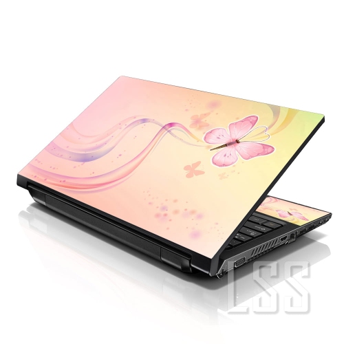 LSS 17 17.3 Inches Laptop Notebook Skin Sticker with 2 Wrist Pads - Reusable Cover Protector Vinyl Sticker Cover Decal Fits 17" - 19" - Pink