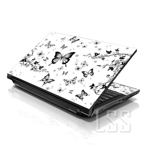 LSS  15 15.6 Inches Laptop Notebook Skin Sticker \w 2 Wrist Pads - Reusable Cover Protector Vinyl Sticker Cover Decal Fits 13" - 16" - Butterflies