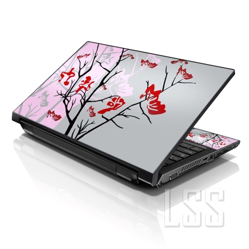 LSS 17 17.3 Inches Laptop Notebook Skin Sticker with 2 Wrist Pads - Reusable Cover Protector Vinyl Sticker Cover Decal Fits 17" - 19" - Pink Gray