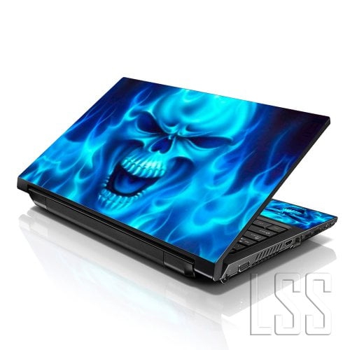 LSS 15 15.6 Inches Laptop Notebook Skin Sticker with 2 Wrist Pads - Reusable Cover Protector Vinyl Sticker Cover Decal Fits 13" - 16" - Blue Monster