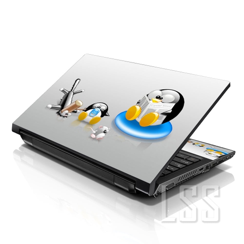 LSS  17 17.3 Inches Laptop Notebook Skin Sticker w 2 Wrist Pads - Reusable Cover Protector Vinyl Sticker Cover Decal Fits 17" - 19" - Penguins