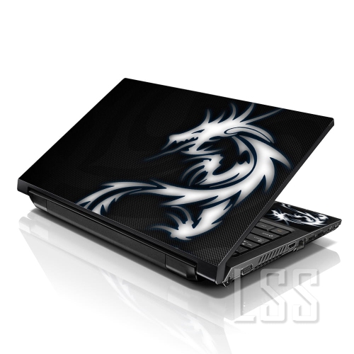 LSS  17 17.3 Inches Laptop Notebook Skin Sticker \w 2 Wrist Pads - Reusable Cover Protector Vinyl Sticker Cover Decal Fits 17" - 19" - Dragon Pattern
