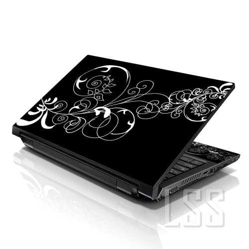LSS  17 17.3 Inches Laptop Notebook Skin Sticker \w 2 Wrist Pads - Reusable Cover Protector Vinyl Sticker Cover Decal Fits 17" - 19" - Vines Floral
