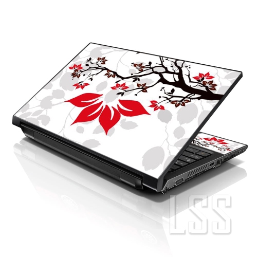 LSS 17 17.3 Inches Laptop Notebook Skin Sticker with 2 Wrist Pads - Reusable Cover Protector Vinyl Sticker Cover Decal Fits 17" - 19" - White Grey