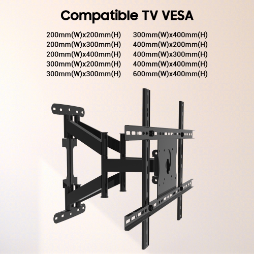 Sylvox Full Motion Outdoor TV Wall Mount for 40-75 inches, with Flexible 6 Articulating Dual Arms for Flat Curved Screen TV