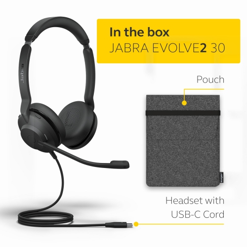 Jabra Evolve2 30 SE On-Ear Sound Isolating Headset with Mic - Black