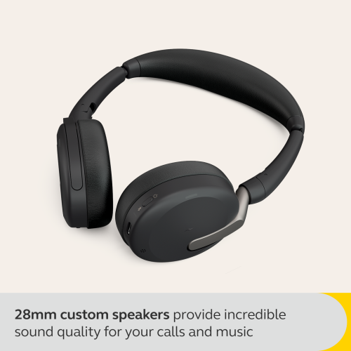 Jabra Evolve2 65 Flex On-Ear Active Noise Cancelling Truly Wireless Bluetooth 5.2 Headsets with Mic