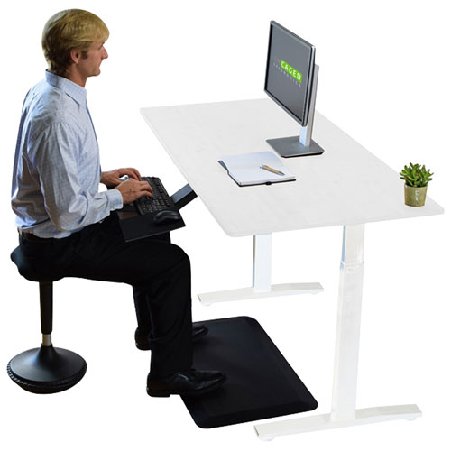 Uncaged Ergonomics Rise Up 60" Electric Height Adjustable Sit-Stand Desk - White