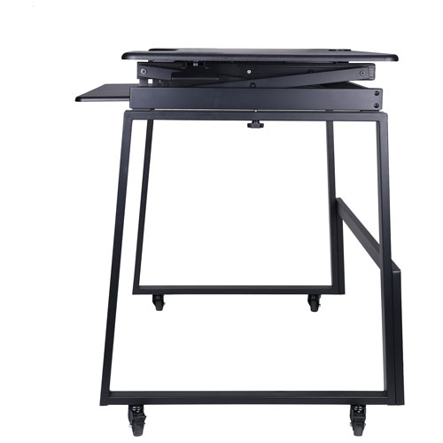 Bureau ergonomique à hauteur ajustable et portatif de 40 po de largeur de Rocelco avec plateau pour clavier - Noir