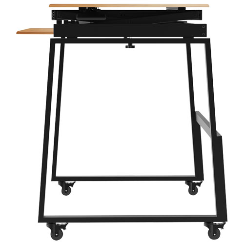 Rocelco 40"W Ergonomic Portable & Adjustable Stand Desk with Keyboard Tray - Teak