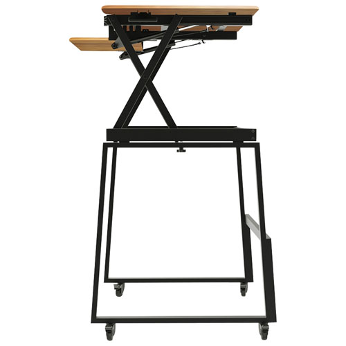 Rocelco 40"W Ergonomic Portable & Adjustable Stand Desk with Keyboard Tray - Teak