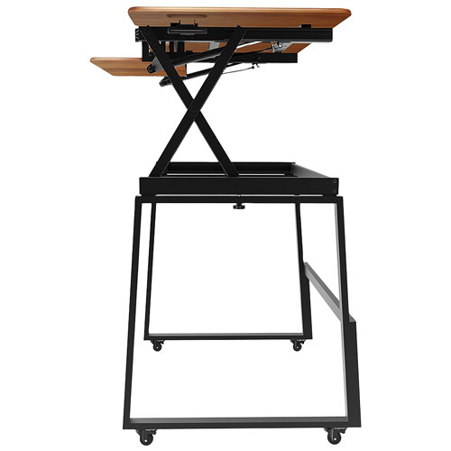 Rocelco 46"W Ergonomic Portable & Adjustable Stand Desk with Keyboard Tray - Brown