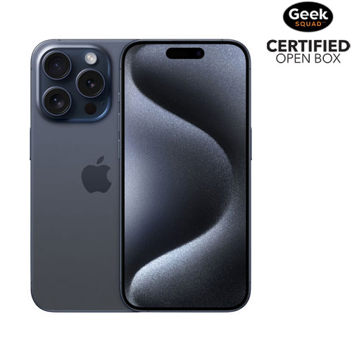 Boîte ouverte - iPhone 15 Pro de 128 Go d'Apple - Titane bleu - Déverrouillé