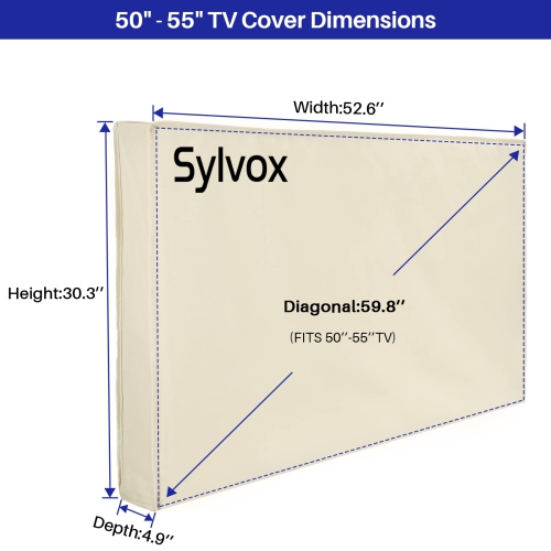 Sylvox 50"-55" Outdoor TV Cover, Flat Screen Protector Television, Weatherproof Dustproof Protector