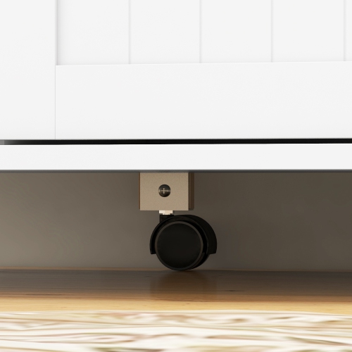 HOMCOM – îlot de cuisine avec abattant, chariot de cuisine sur roulettes à 3 tiroirs, 2 armoires, dessus en bois naturel, support à épices et support