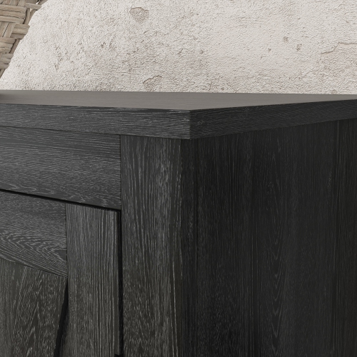 HOMCOM – Armoire garde-manger de cuisine Farmhouse de 72 po, armoire de rangement avec 4 portes de grange et tablettes réglables, noir