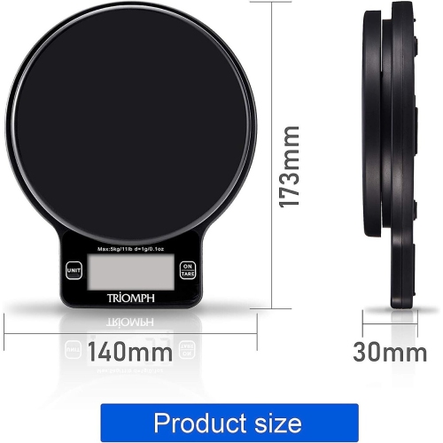 Triomph 11lbs Capacity Multifunctional Petite Kitchen Scale - Black